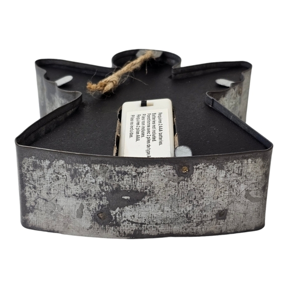 Battery Operated Galvanized Steel Lighted Angel 6" High - Picture 5 of 11